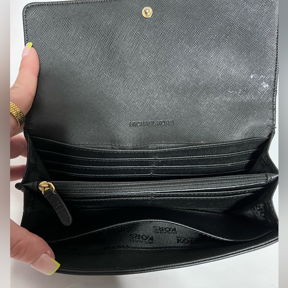 Michael Kors Black Leather Long Wallet - Picture 6 of 8
